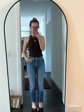 Mother Jeans, High Waisted, Ankle Step Fray, Size 24